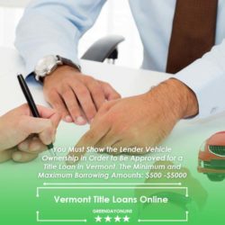 A couple of people sitting at a table discussing the Vermont title loans terms